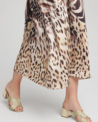 Chico's Outlet Black Animal Bengal Marks Faux Satin Skirt