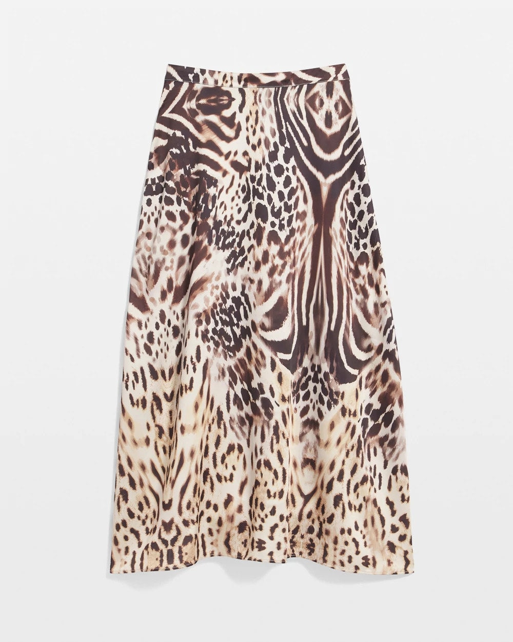 Chico's Outlet Black Animal Bengal Marks Faux Satin Skirt