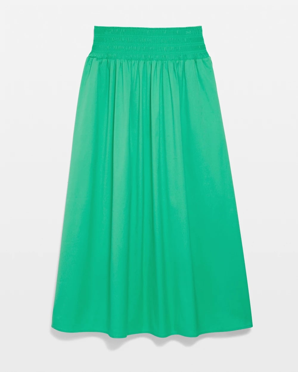 Chico's On Sale Grassy Green Poplin Smocked Waist Skirt