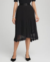 Chico's For Sale Black Pleated Lace Hem Midi Skirt