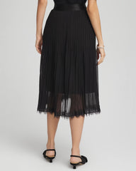 Chico's For Sale Black Pleated Lace Hem Midi Skirt