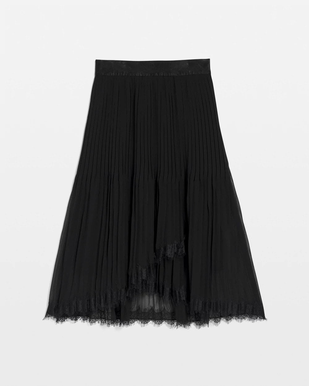Chico's For Sale Black Pleated Lace Hem Midi Skirt