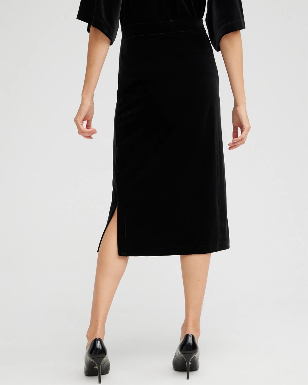 Chico's Outlet Travelers Black Travelers™ Velvet Midi Skirt