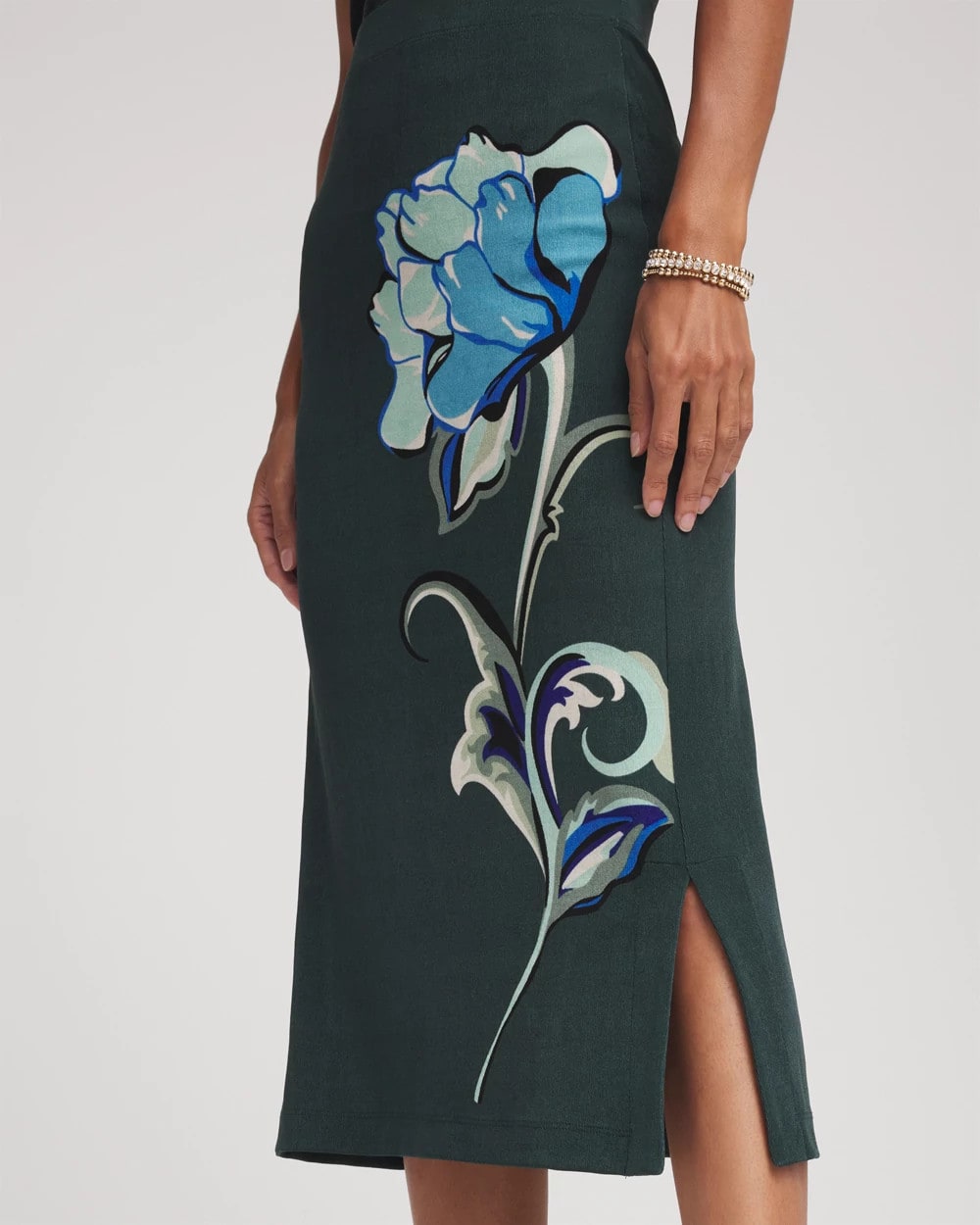Chico's On Sale Darkest Spruce Travelers™ Artisanal Midi Skirt