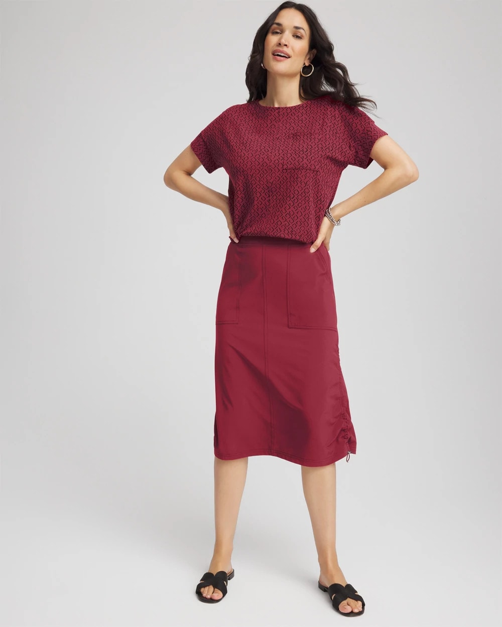Chico's For Sale Russet Red Zenergy® UPF Bungee-Hem Pull-On Skirt