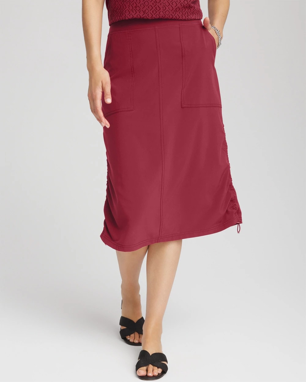 Chico's For Sale Russet Red Zenergy® UPF Bungee-Hem Pull-On Skirt