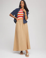 Chico's Online Cafe Aroma Smocked Pull-On Midi Skirt