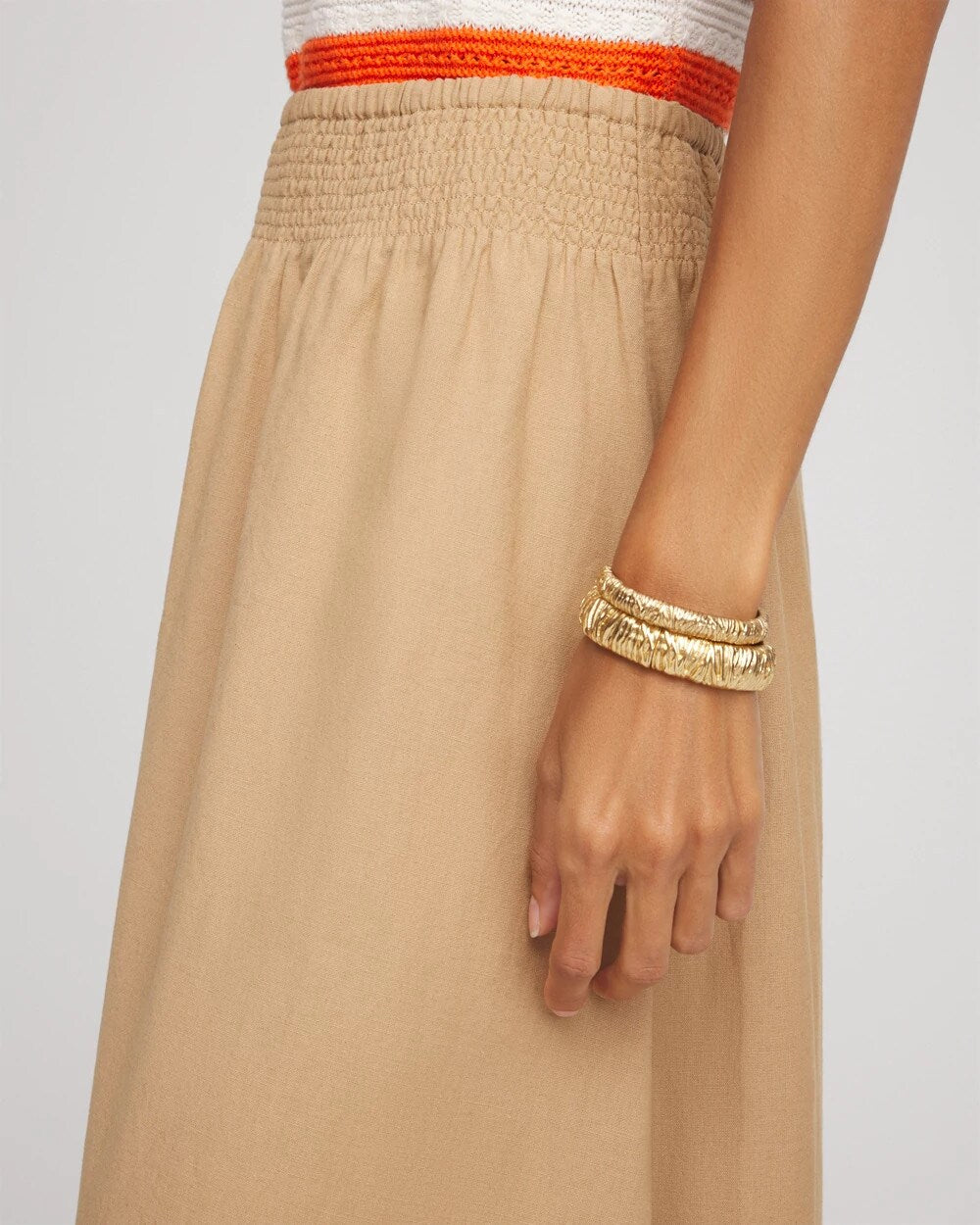Chico's Online Cafe Aroma Smocked Pull-On Midi Skirt