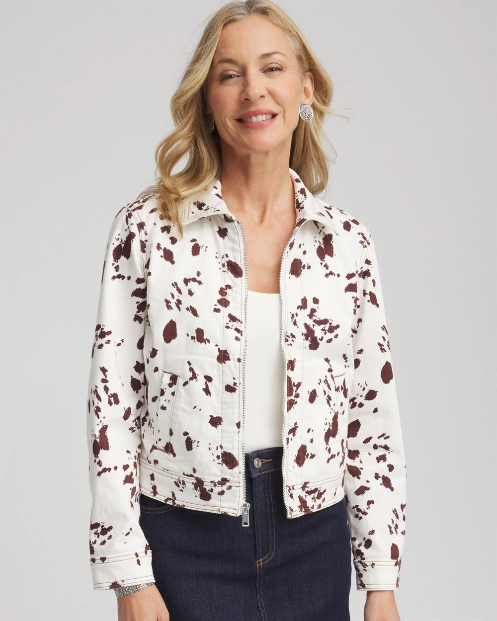 Chico's Discount Ecru Pampas Pony Denim Jacket