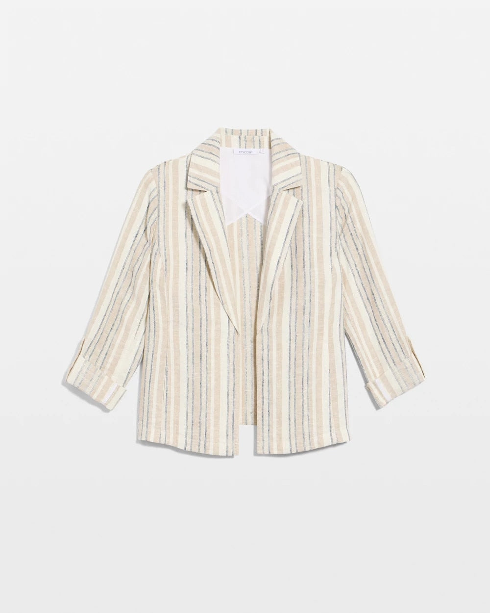 Chico's On Sale Neutral Striped Linen Roll Sleeve Blazer