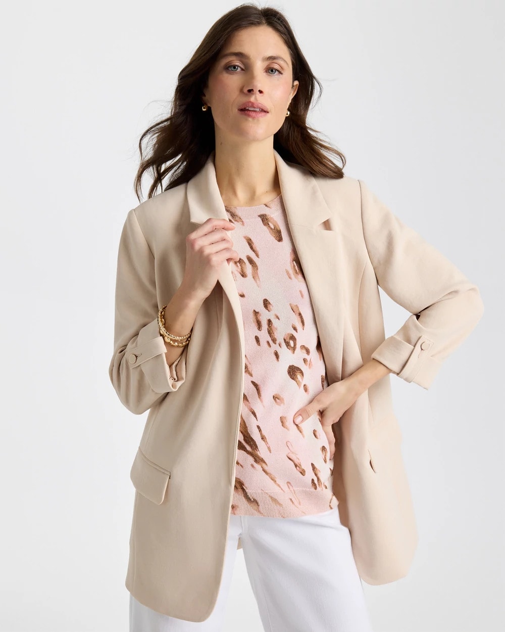 Chico's For Sale Pale Sand Boyfriend Crepe Blazer