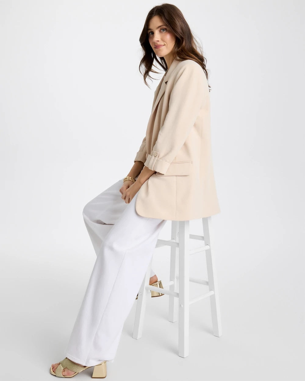Chico's For Sale Pale Sand Boyfriend Crepe Blazer