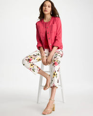 Chico's Online Hot Honeysuckle Collarless Twill Box Jacket