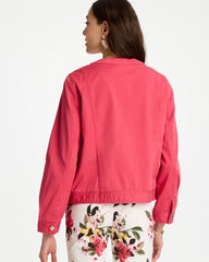 Chico's Online Hot Honeysuckle Collarless Twill Box Jacket