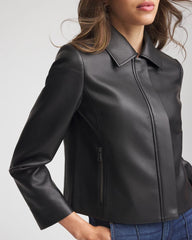 Chico's Sale Black Faux Leather Zip-Front Jacket