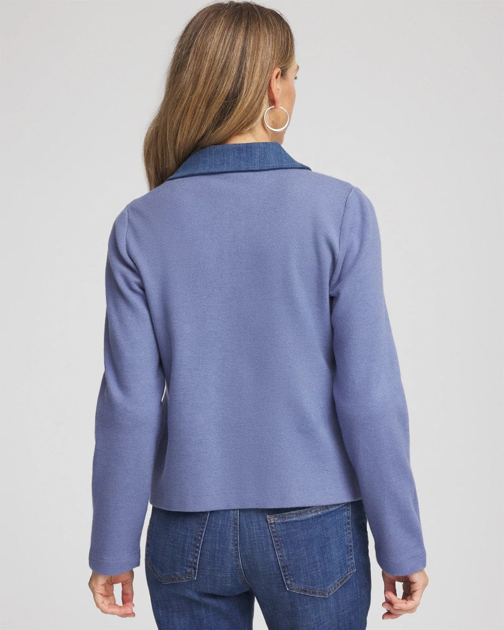 Chico's On Sale Blue Lotus Denim Colorblock Marl Shirt Jacket