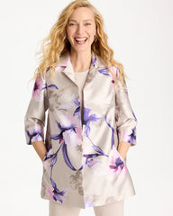 Chico's Discount Rich Amethyst Travelers™ Collection Iris Collared Long Jacket