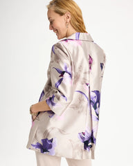 Chico's Discount Rich Amethyst Travelers™ Collection Iris Collared Long Jacket