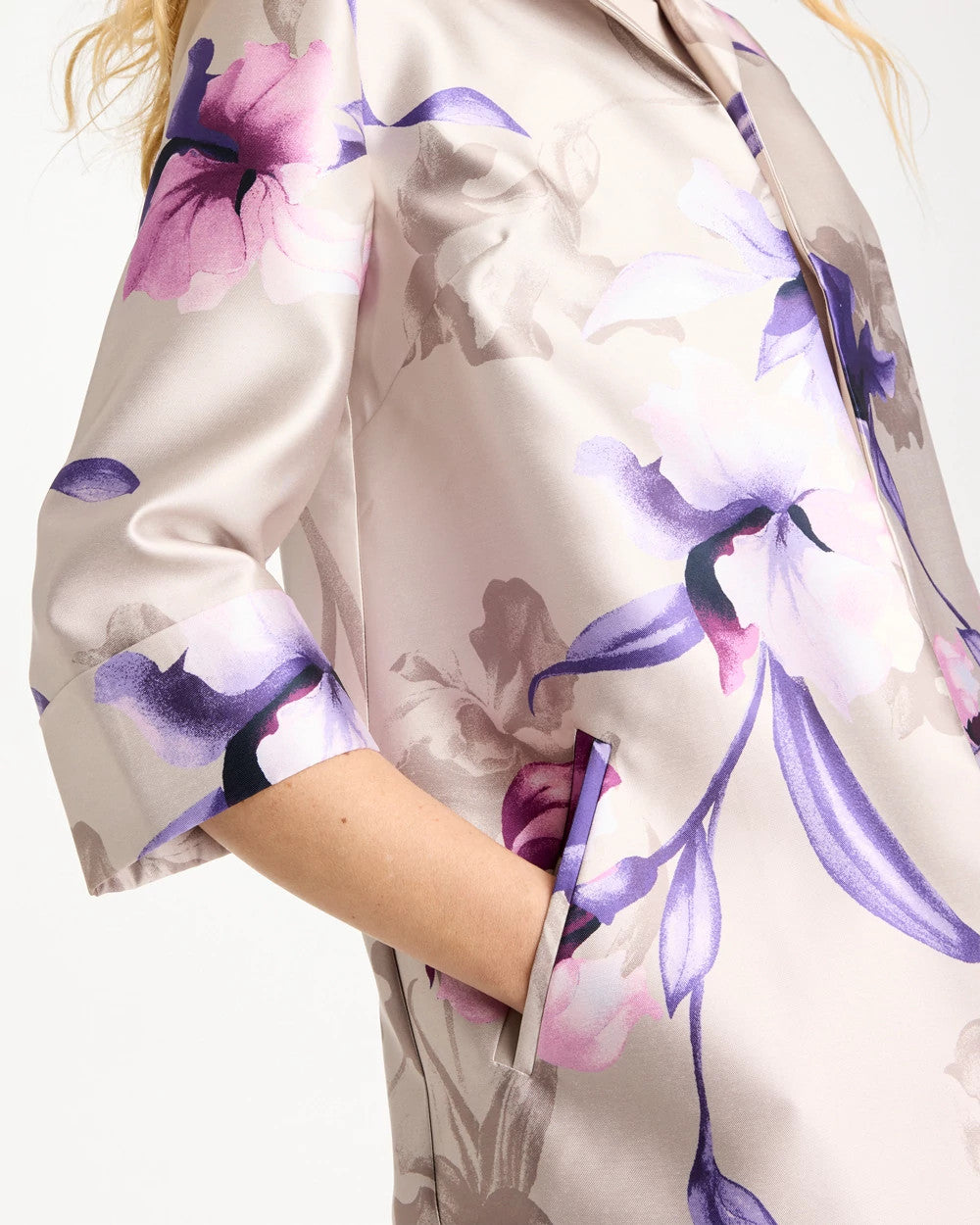 Chico's Discount Rich Amethyst Travelers™ Collection Iris Collared Long Jacket