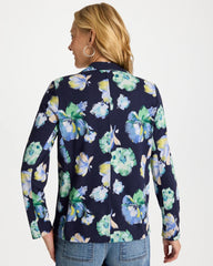 Chico's Online Passport Blue Printed Slub Knit Blazer