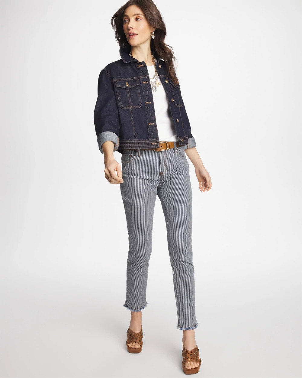 Chico's Sale Cedar Rinse Denim Trucker Jacket