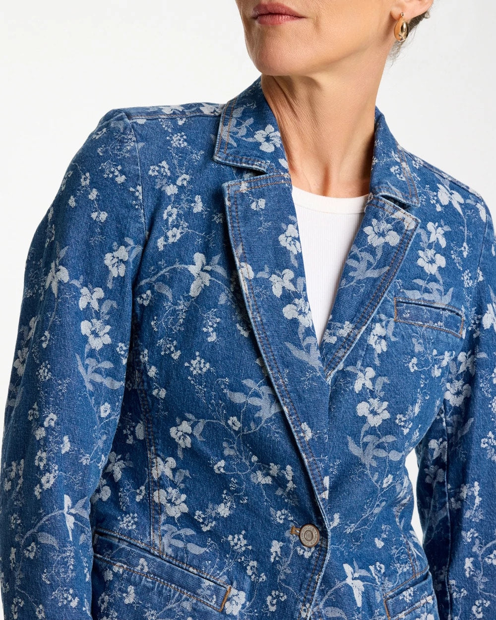 Chico's Outlet Indigo Jacquard Denim Blazer