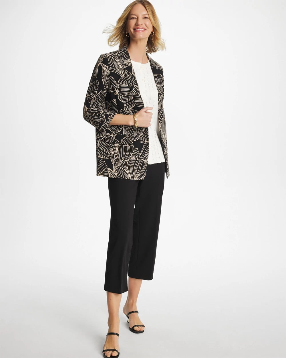 Chico's On Sale Black Ginkgo Crepe Blazer