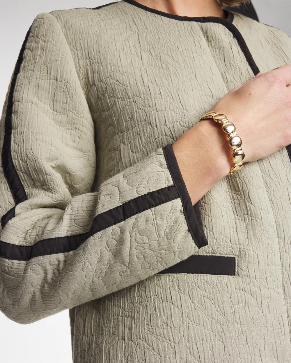 Chico's For Sale Seagrass Green Collarless Quilted Box Jacket