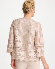 Chico's Discount Smokey Taupe Travelers™ Collection Scallop Lace Jacket