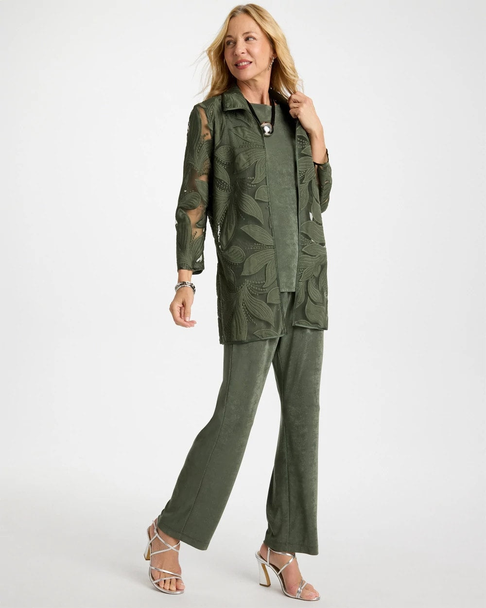 Chico's Sale Kelp Forest Travelers™ Collection Applique Embroidered Jacket