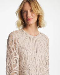 Chico's Outlet Smokey Taupe Travelers™ Short Embroidered Lace Jacket