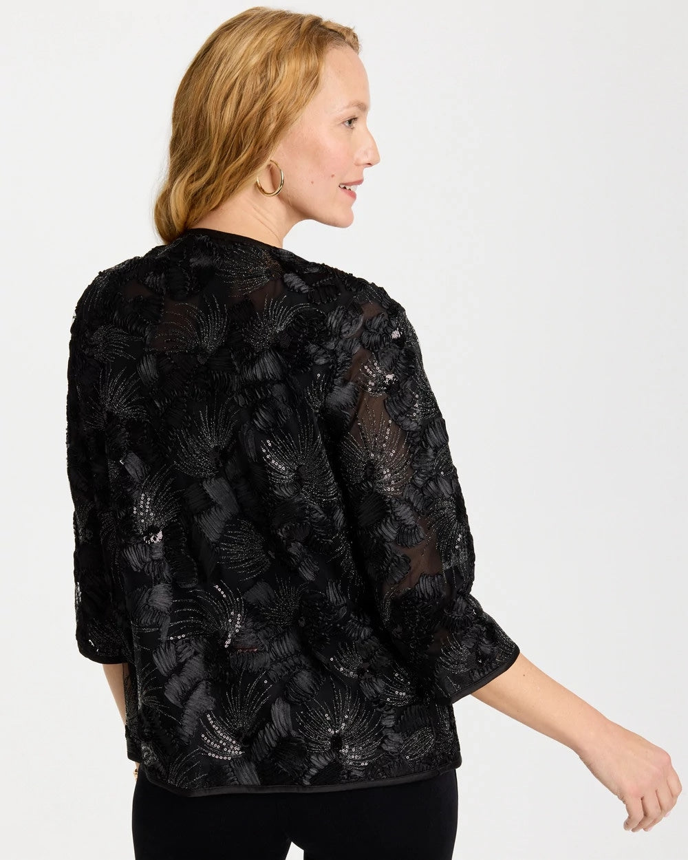 Chico's For Sale Black Travelers™ Collection Sequin Mesh Soutache Jacket