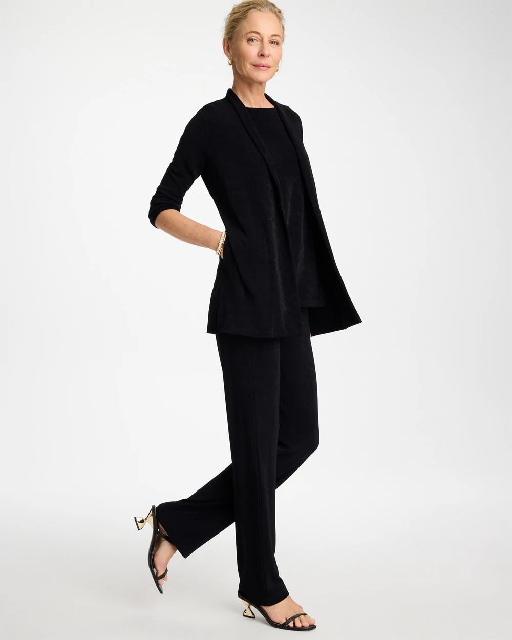 Chico's Online Travelers Black Travelers™ Classic Long Knit Jacket