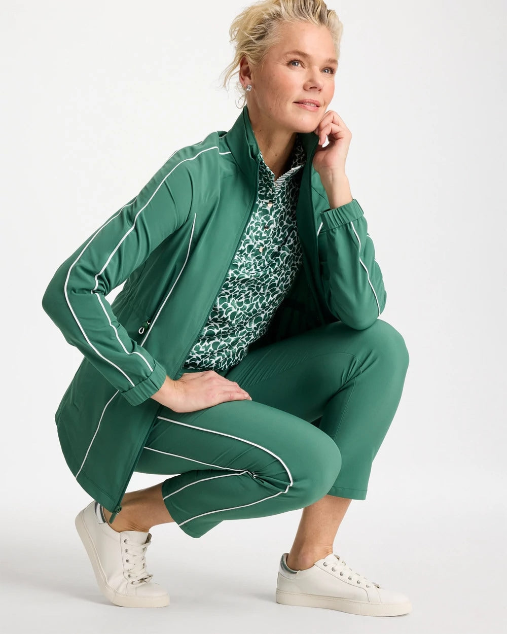 Chico's Outlet Water Lily Green Zenergy® UPF Piping Anorak Jacket