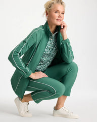 Chico's Outlet Water Lily Green Zenergy® UPF Piping Anorak Jacket