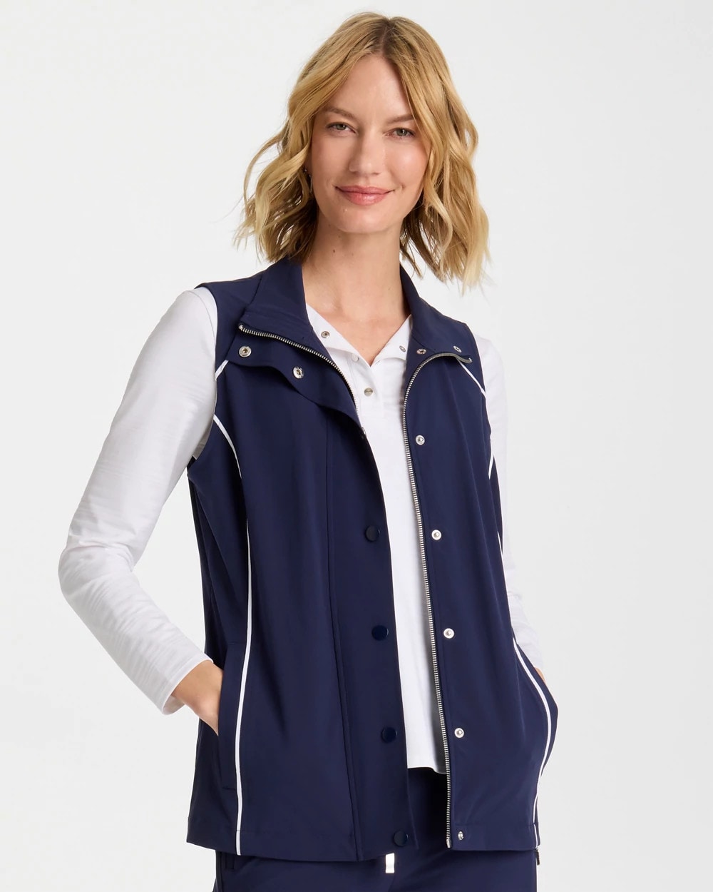 Chico's For Sale Passport Blue Zenergy® UPF Full Snap Vest