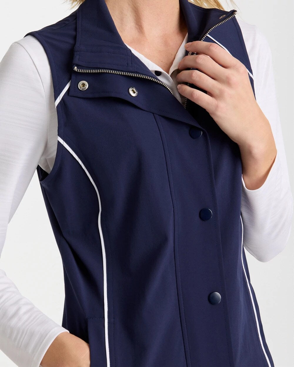 Chico's For Sale Passport Blue Zenergy® UPF Full Snap Vest
