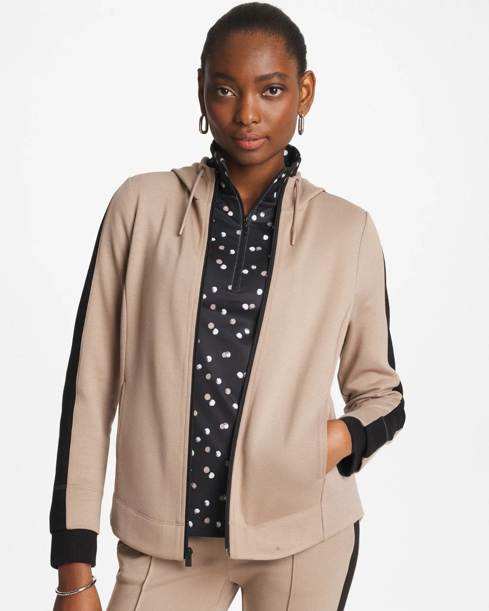 Chico's Sale Studio Taupe Zenergy® Double-Knit Contrast Jacket