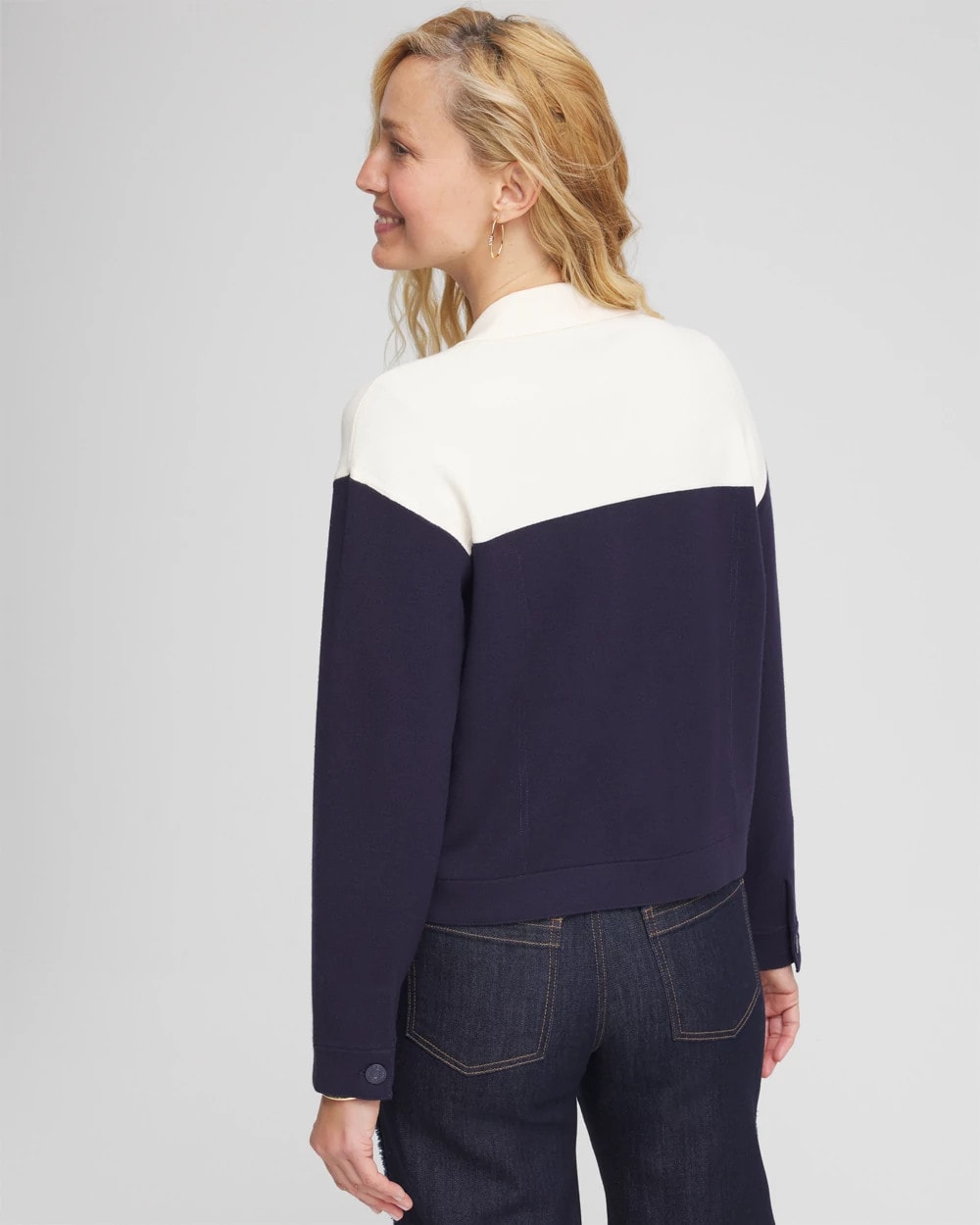 Chico's For Sale Passport Blue Colorblock Cardigan Jacket