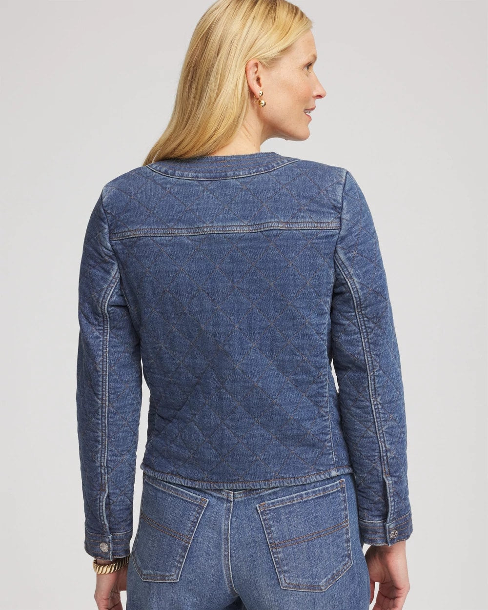 Chico's Sale Wilma Indigo Quilted Denim Jacket
