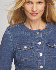 Chico's Sale Wilma Indigo Quilted Denim Jacket