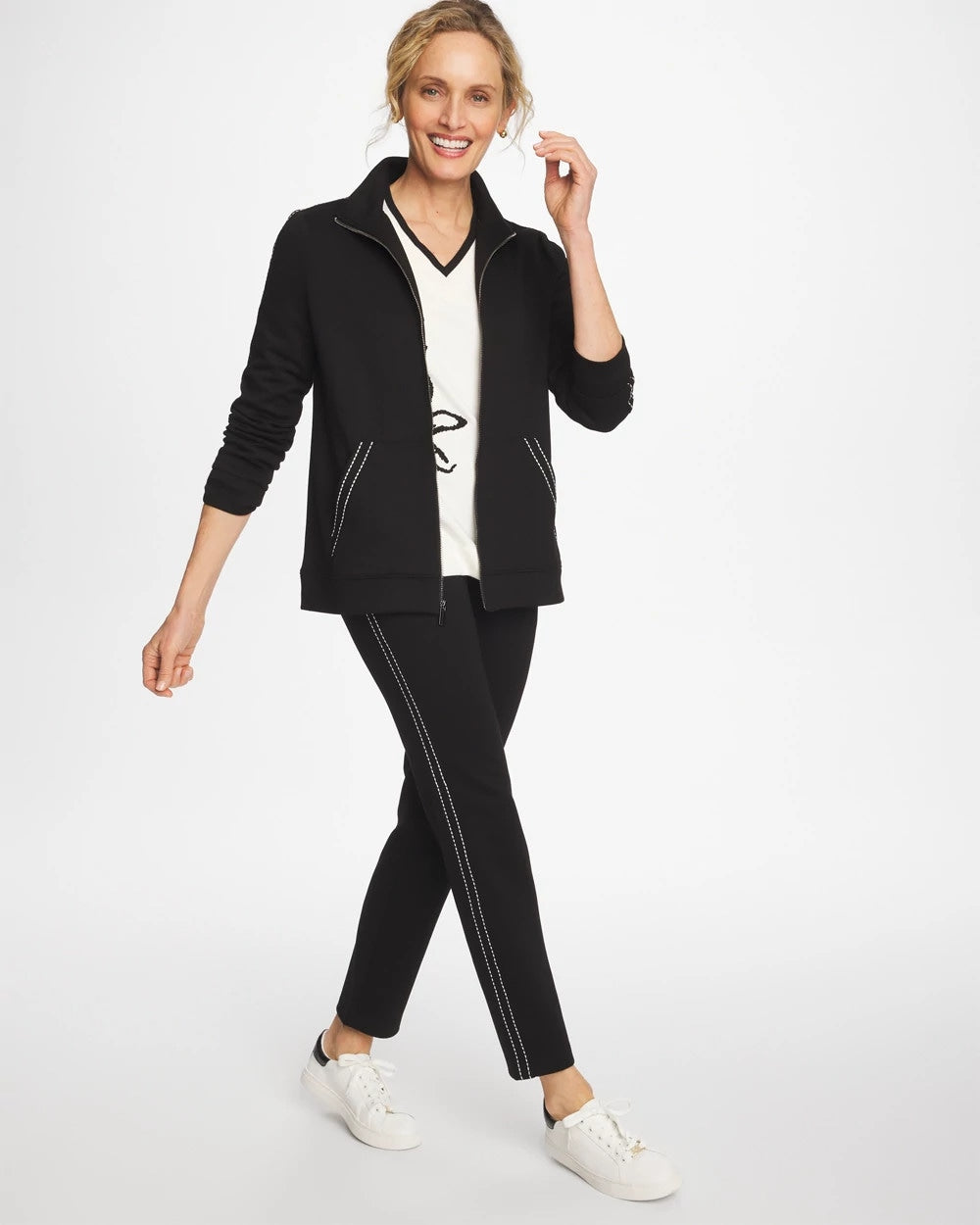 Chico's Online Black Zenergy® Double-Knit Pick Stitch Jacket