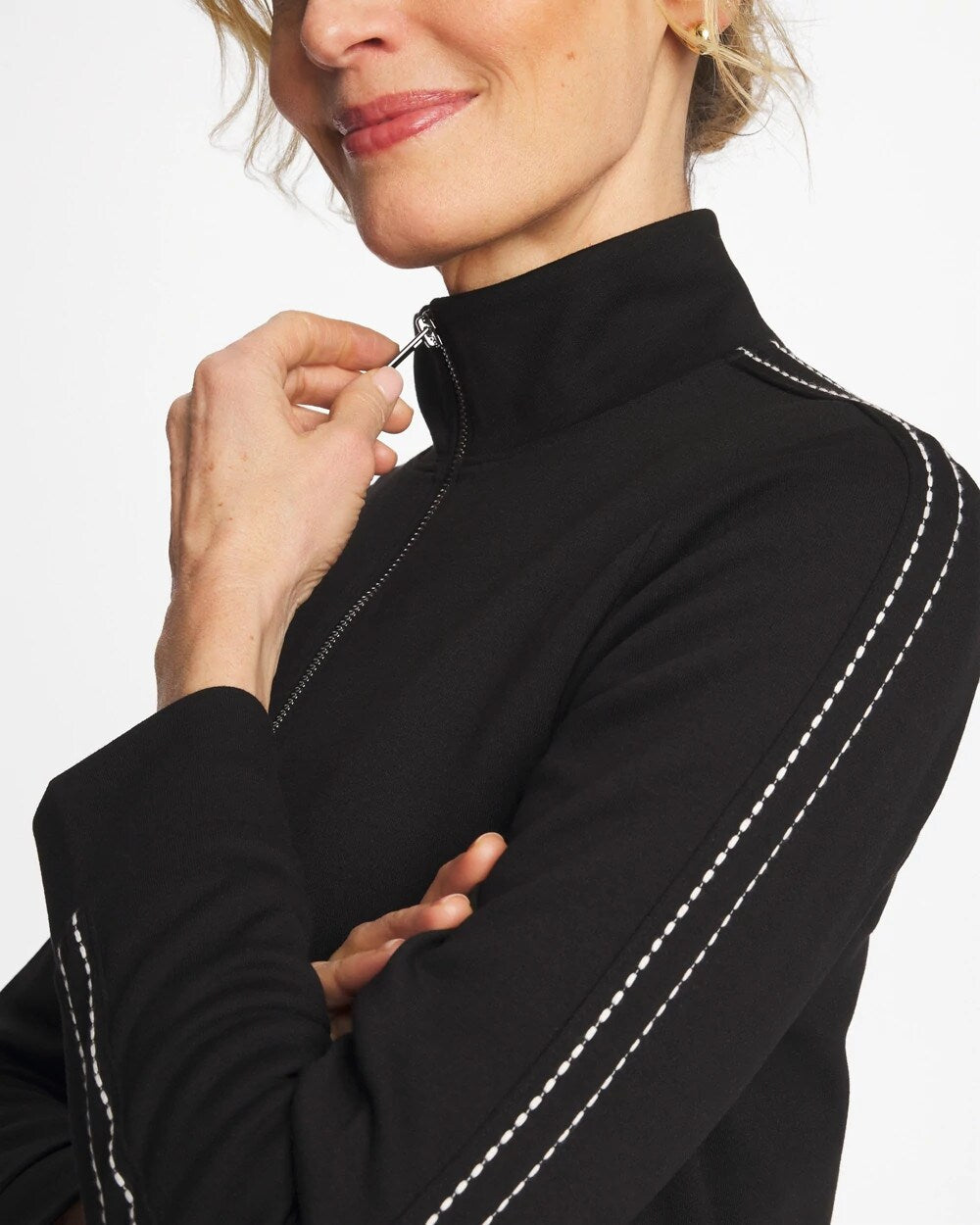 Chico's Online Black Zenergy® Double-Knit Pick Stitch Jacket