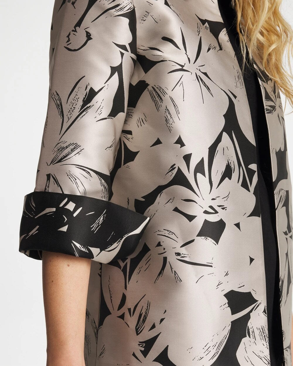Chico's Discount Smokey Taupe Travelers™ Collection Floral Jacquard Jacket