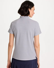 Chico's Outlet Passport Blue Zenergy® UPF Ruffle Striped Half Zip