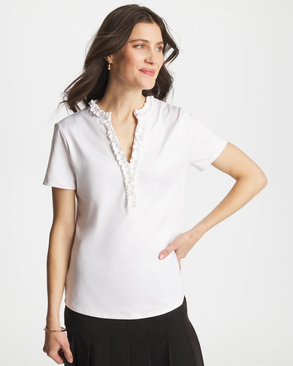 Chico's Online Alabaster Zenergy® UPF Ruffle Polo