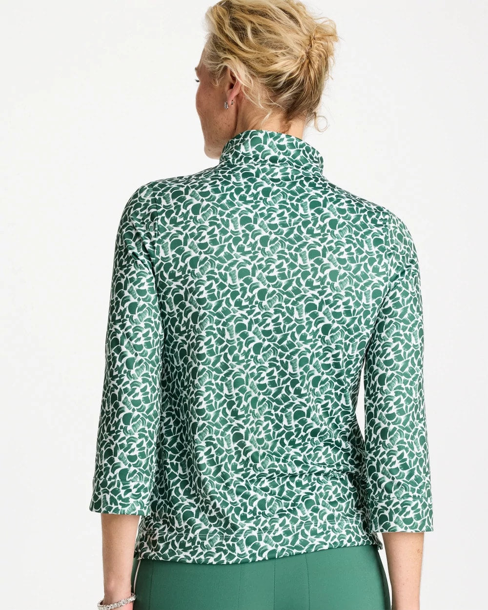 Chico's Discount Water Lily Green Zenergy® UPF Paint Snap Mockneck