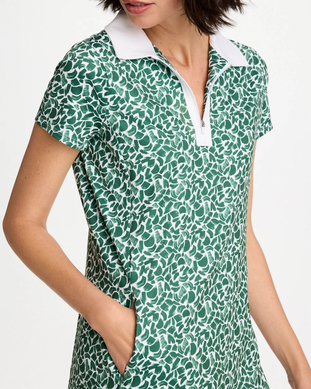 Chico's Outlet Water Lily Green Zenergy® UPF Paint Contrast Dress