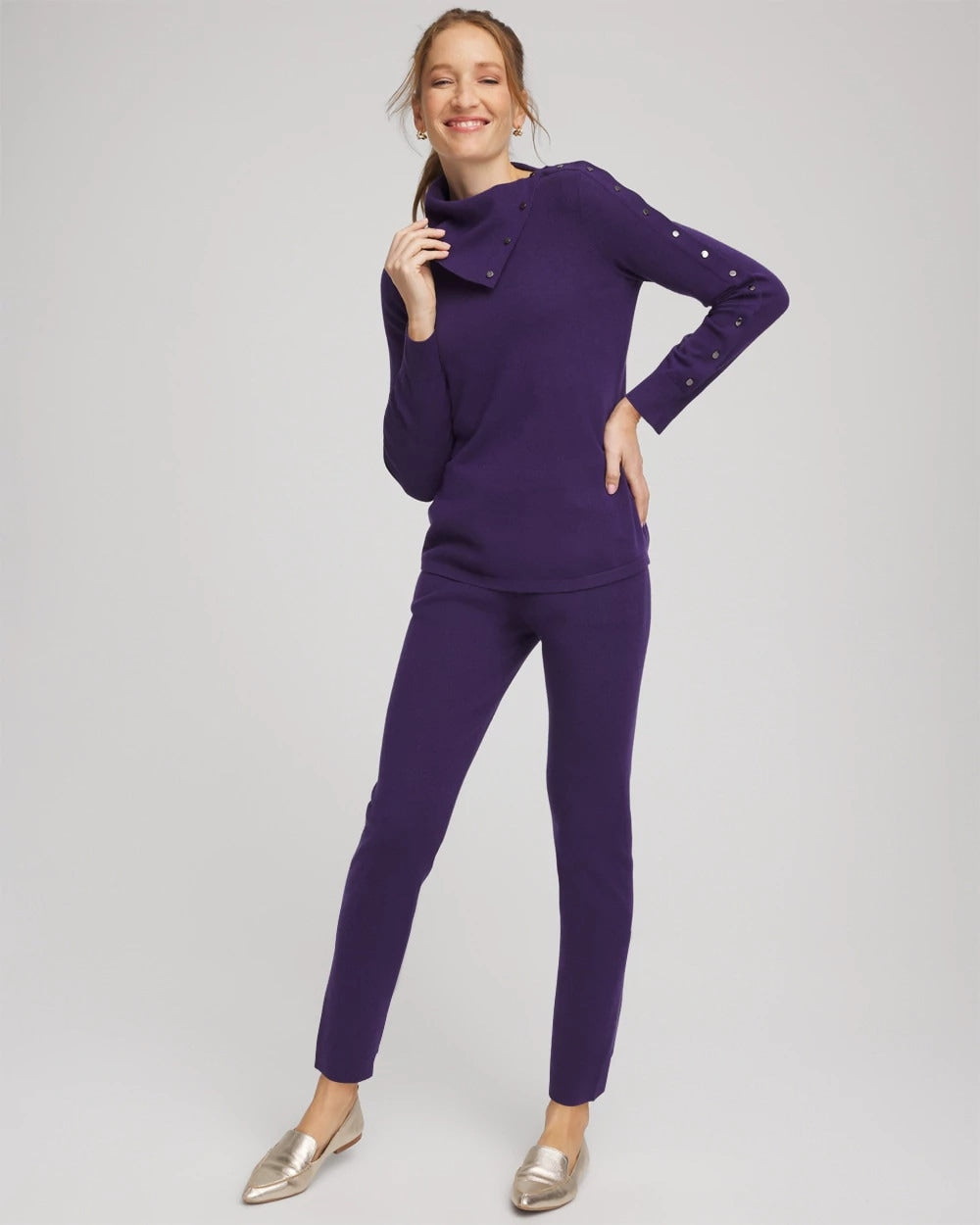Chico's Online Purple Elixir Zenergy® Luxe Envelope Neck Sweater