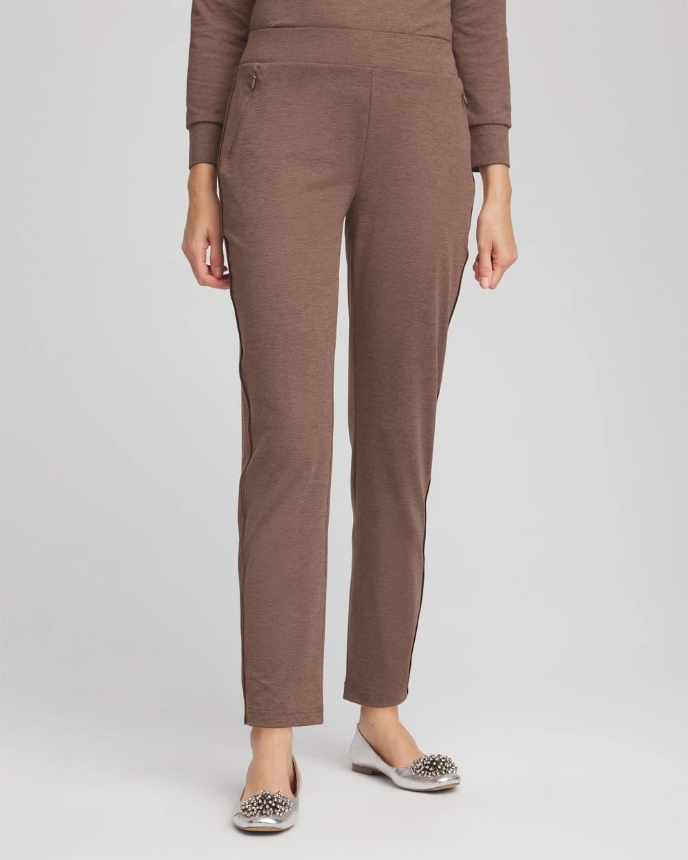 Chico's Outlet Walnut Zenergy® Cloud Satin Trim Pants